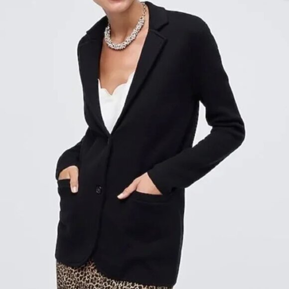 J Crew Black Cotton Knit Sweater Blazer Jacket 100% Cotton Size S Small - Picture 3 of 6